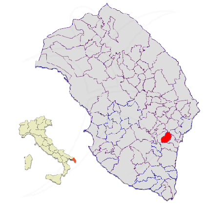 Posizione del comune di Spongano nella provincia di Lecce 